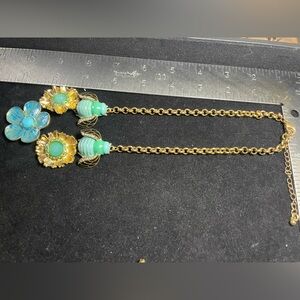 Gold and Turquoise Floral Necklace